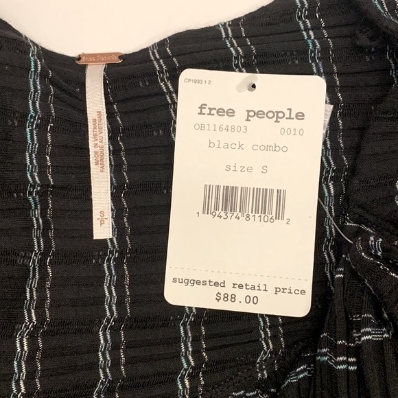 Free People Girlfriend top black combo size small - Picture 11 of 12